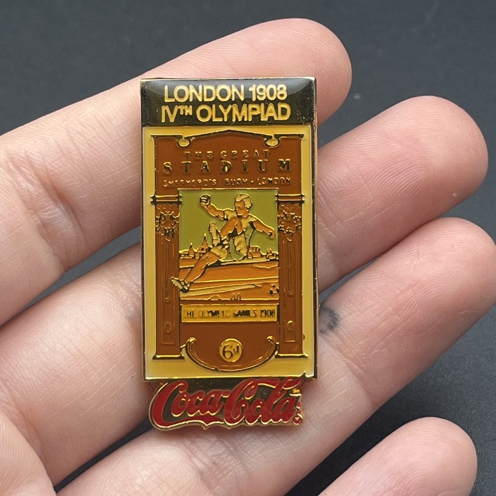Coca-Cola Coke 1908 London Olympics IVth Olympiad The Great StadiumLapel Hat Pin